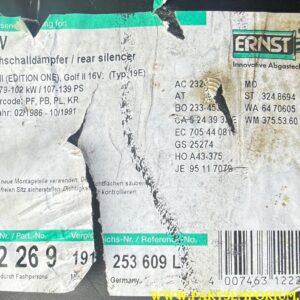 VW Mk2 golf back box Ernst